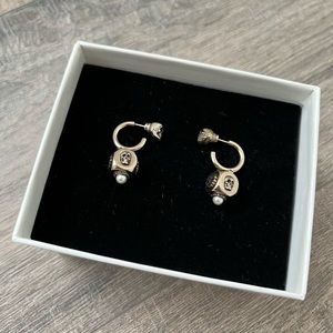 Alexander McQueen Dice Signat Goldtone & Crystal Pearl Huggie Earrings